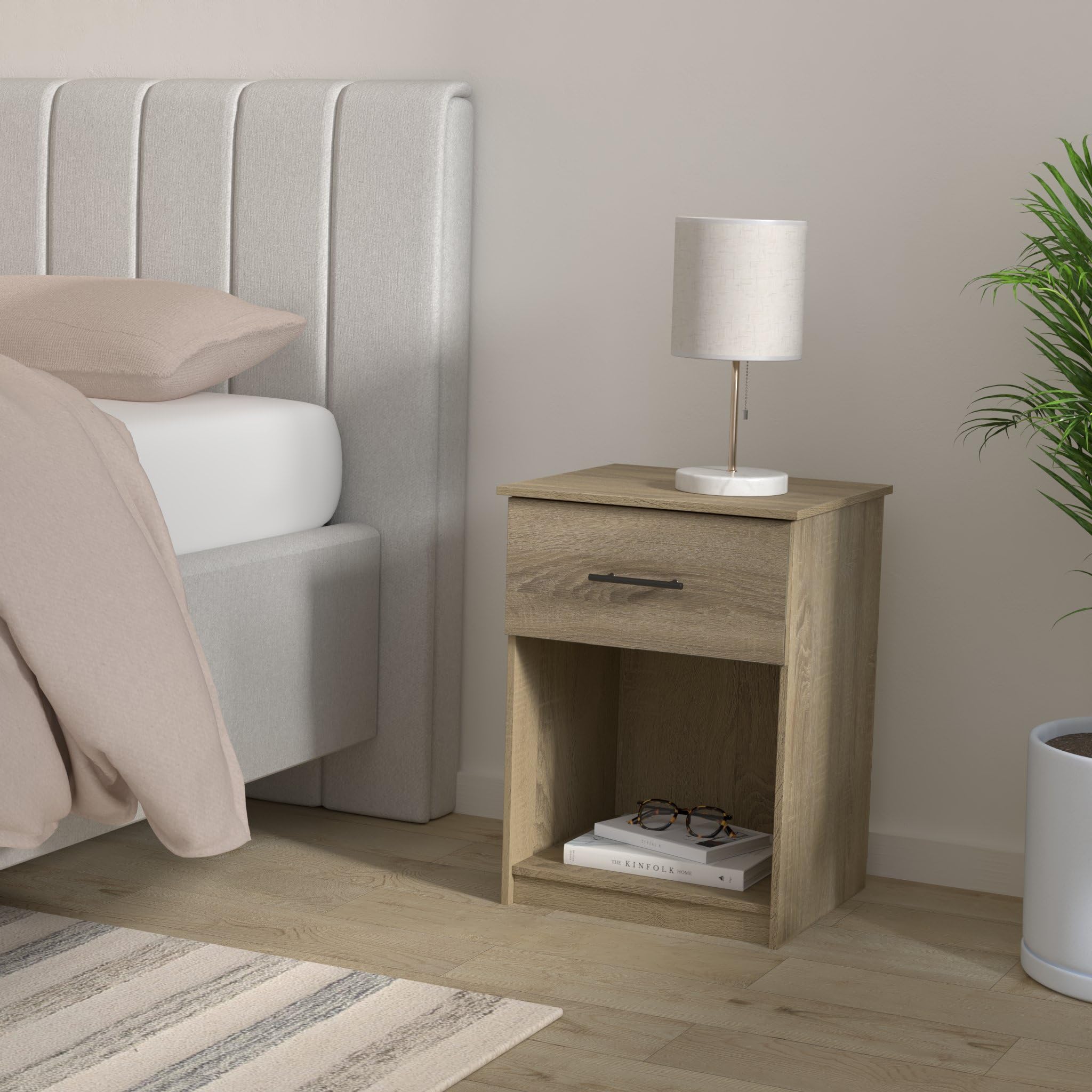 Furinno Tidur Nightstand, 2-Pack, French Oak Grey
